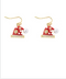 Golden Stella Christmas Hat Earrings RED
