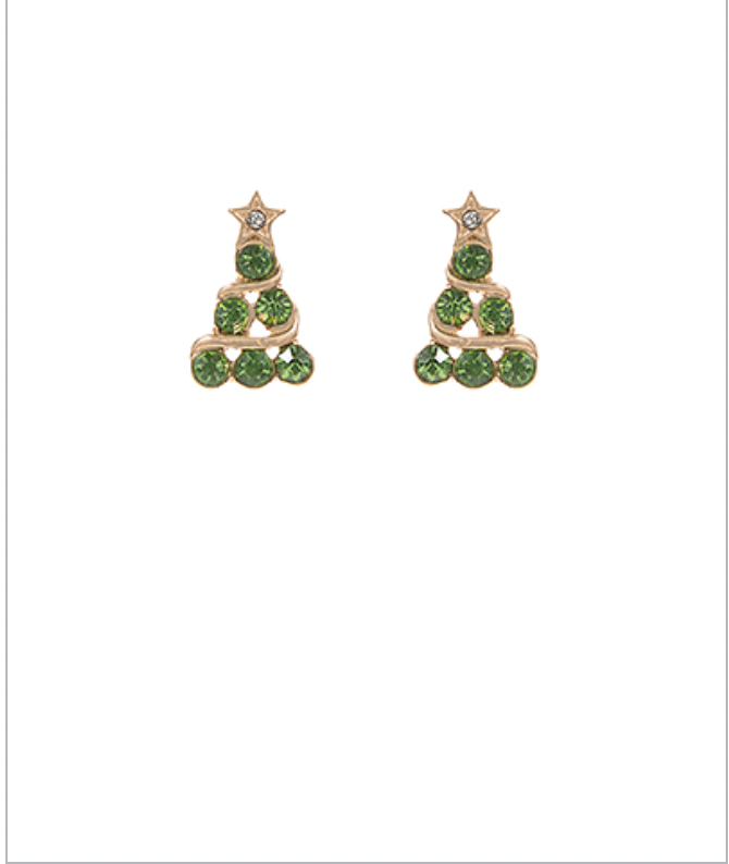 Golden Stella Christmas Tree Stud Earrings GREEN / GOLD