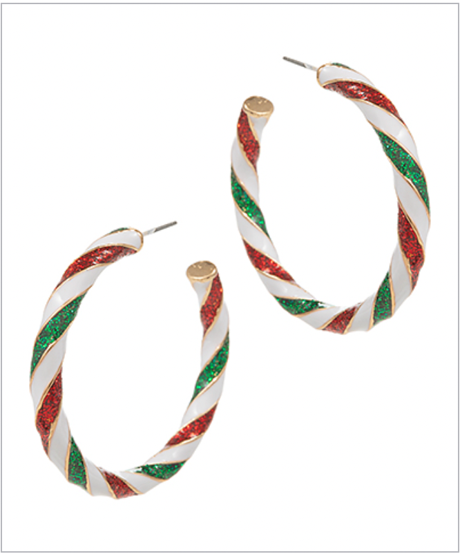 Golden Stella Christmas Hoop Earrings WHITE / RED / GREEN