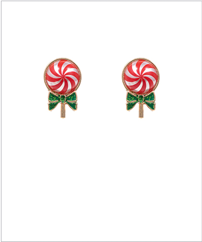 Golden Stella Christmas Candy Stud Earrings RED