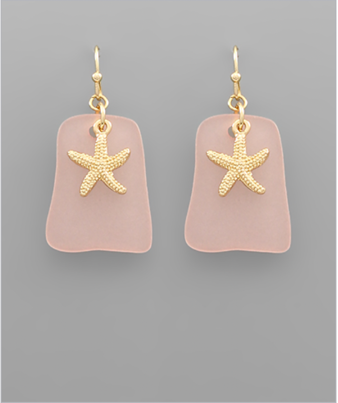 Golden Stella Starfish W/ PINK SEAGLASS
