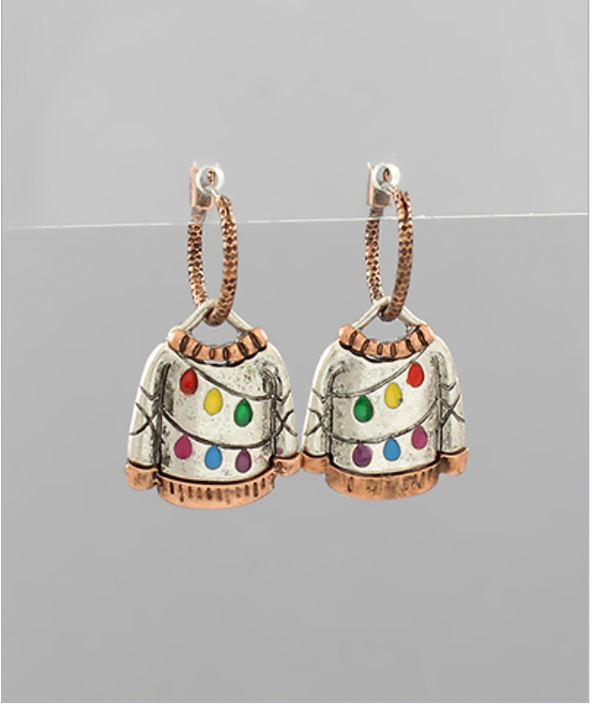 Golden Stella Christmas Sweater Lights Earrings