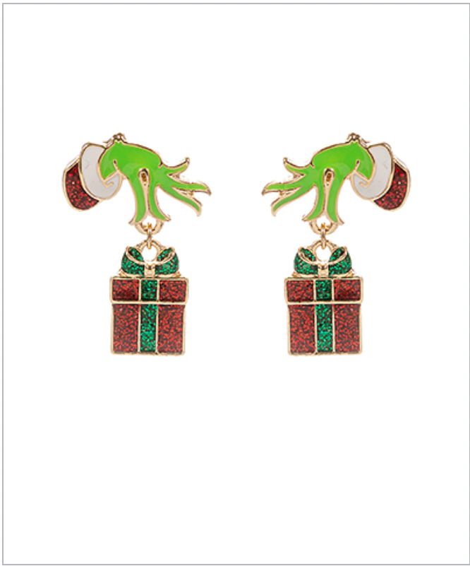 Golden Stella Christmas Gift & Grinch Earrings