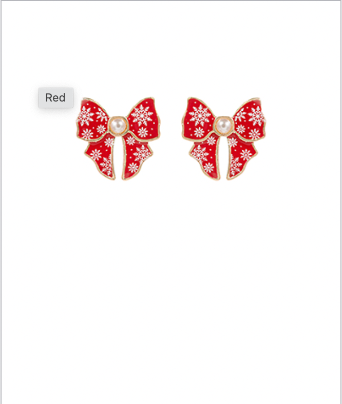 Golden Stella Christmas Pattern Bow Earrings RED