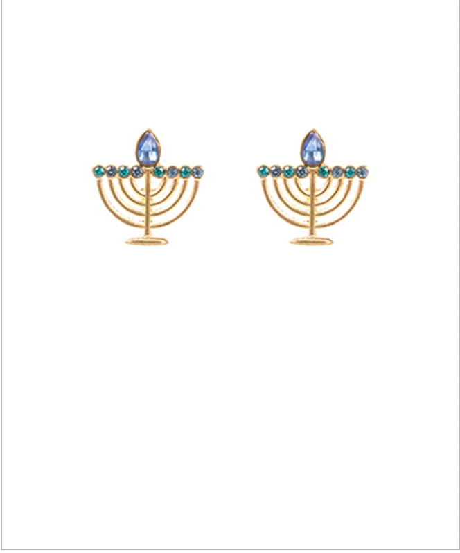 Golden Stella Hanukkah Menorah Earrings