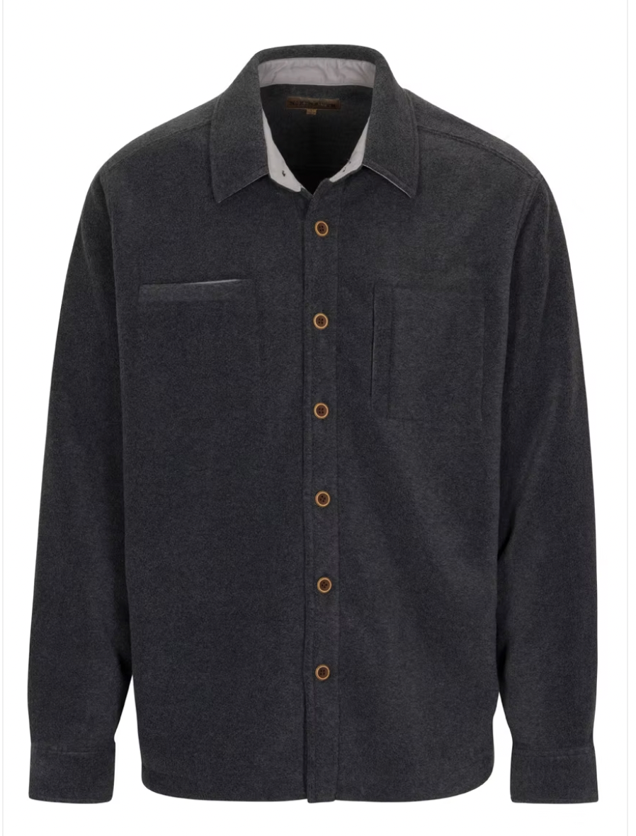 North River M Sloansville Heather Fleece w/ Twill Shirt CHARCOAL