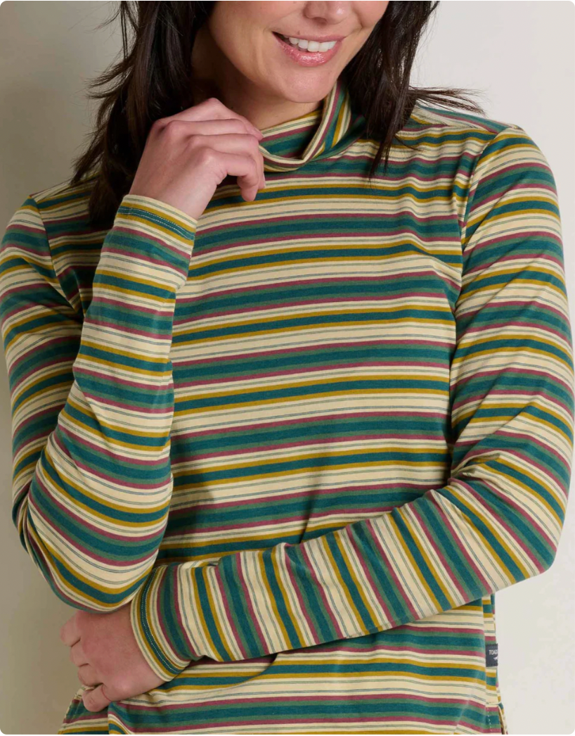 Toad & Co W Maisey LS Turtleeck BARLEY MULTI STRIPE