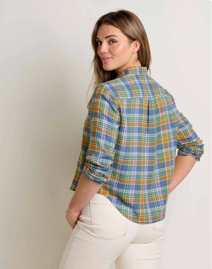 Toad & Co W LS Re-Form Boxy Flannel KYANITE TONAL