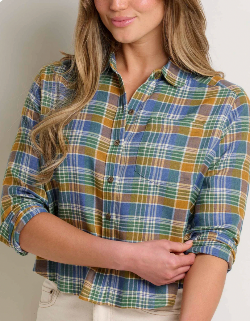 Toad & Co W LS Re-Form Boxy Flannel KYANITE TONAL