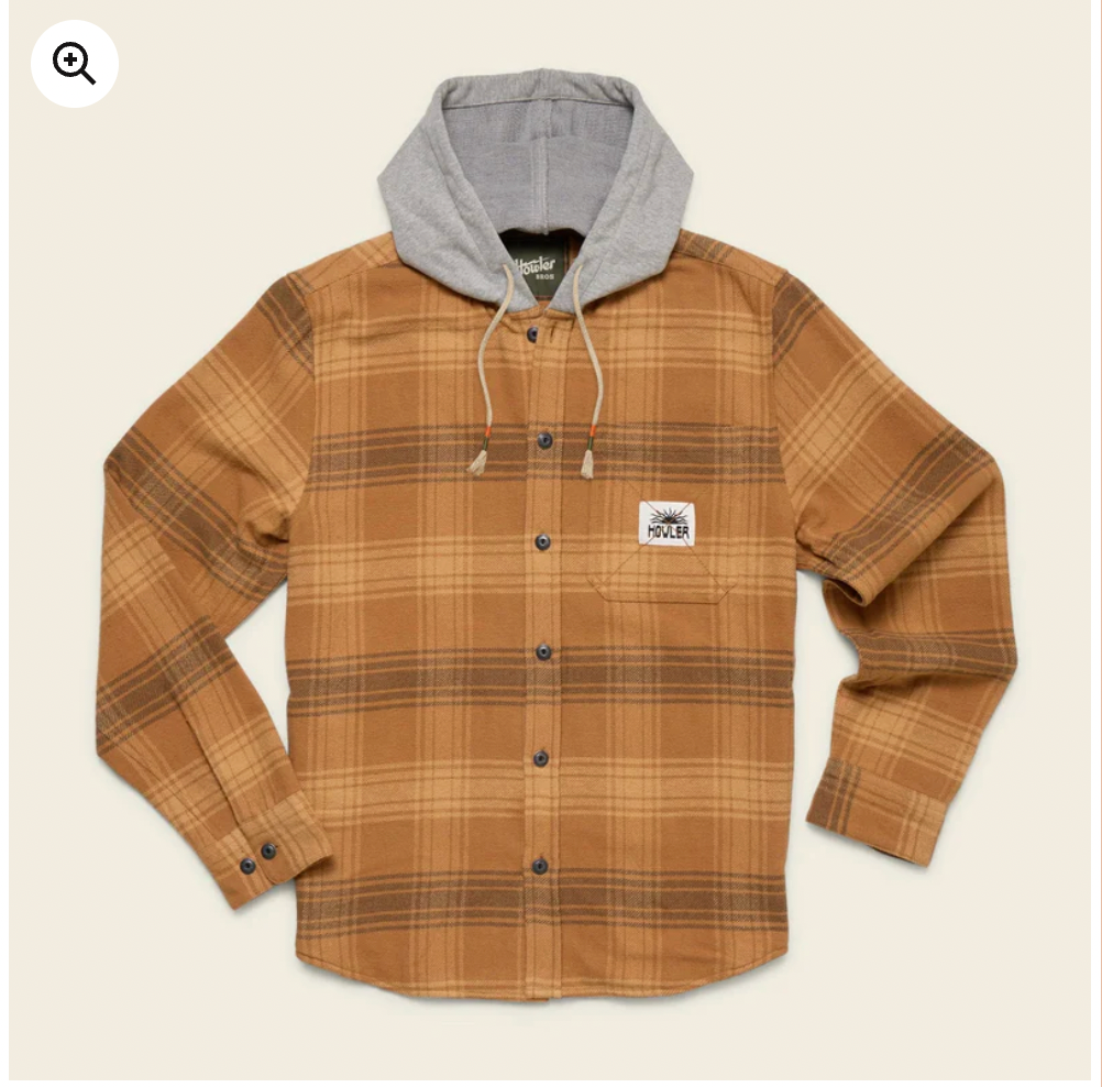 Howler Bros M Salvo Hooded Flannel MESA PLAID DUCK BROWN
