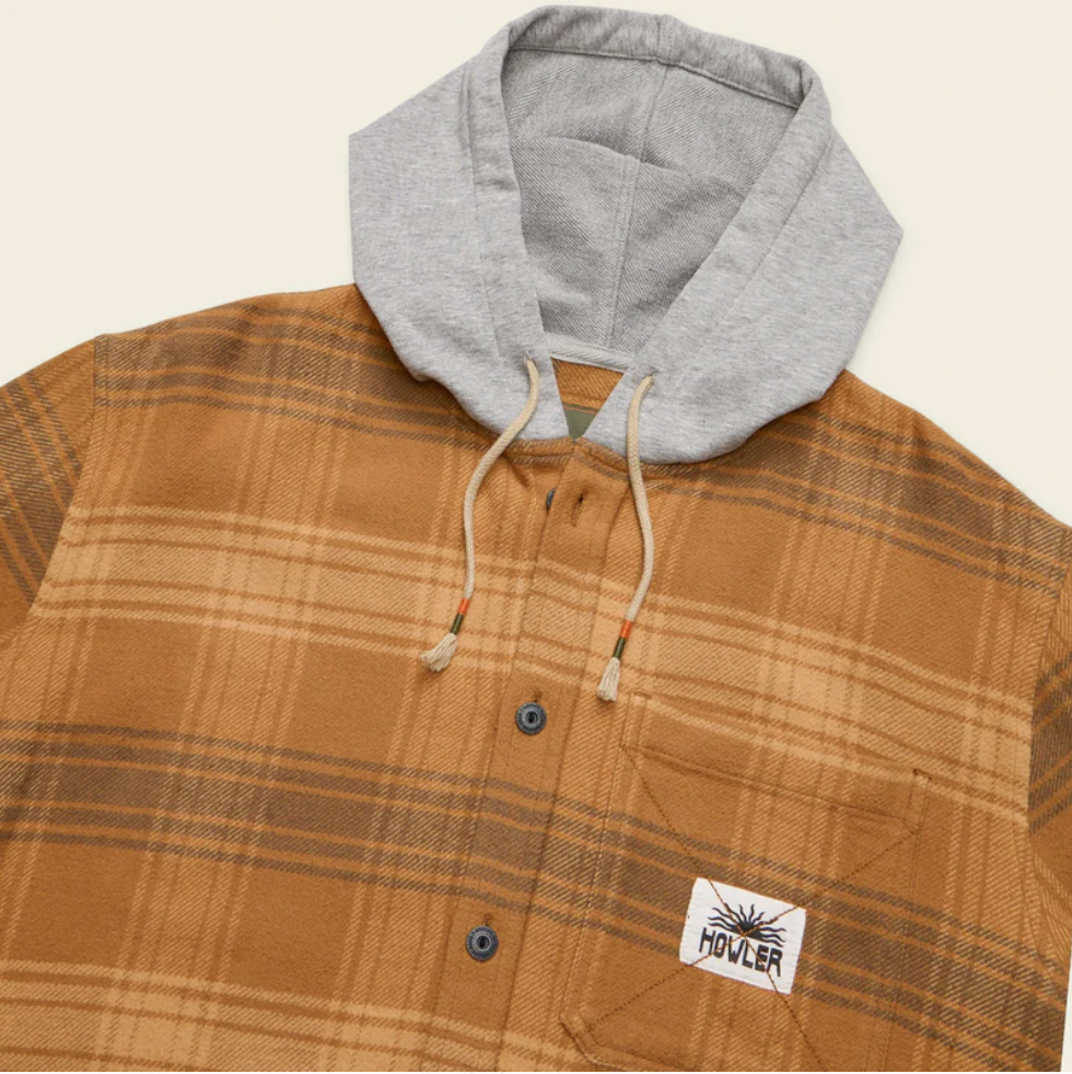 Howler Bros M Salvo Hooded Flannel MESA PLAID DUCK BROWN