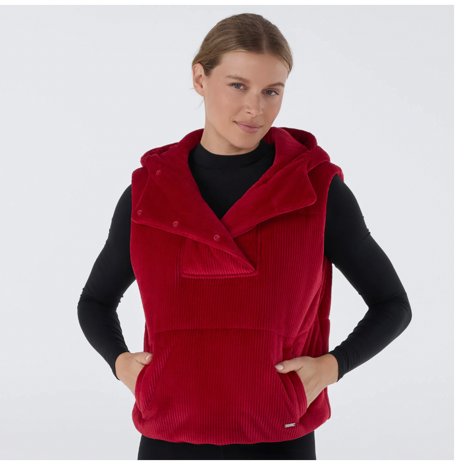 Tavi W Ribbed Velour Puffer Vest RUBY