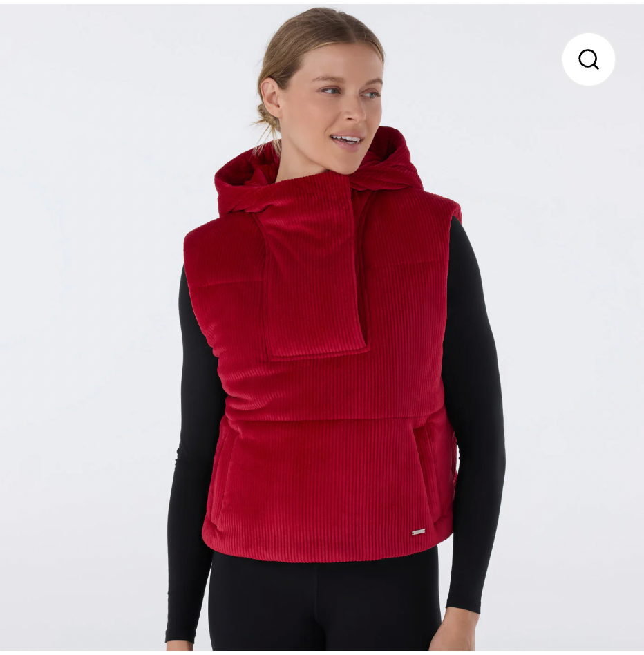 Tavi W Ribbed Velour Puffer Vest RUBY