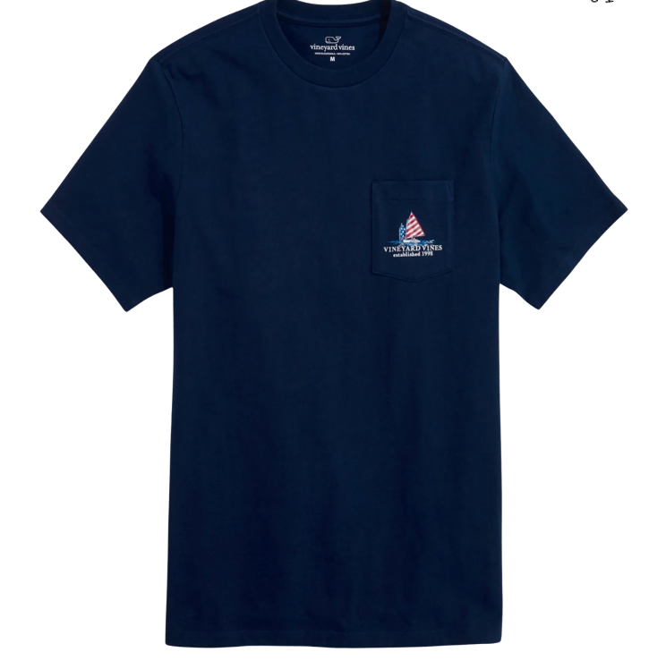 Vineyard Vines M SS Afternoon Sailin America BLUE