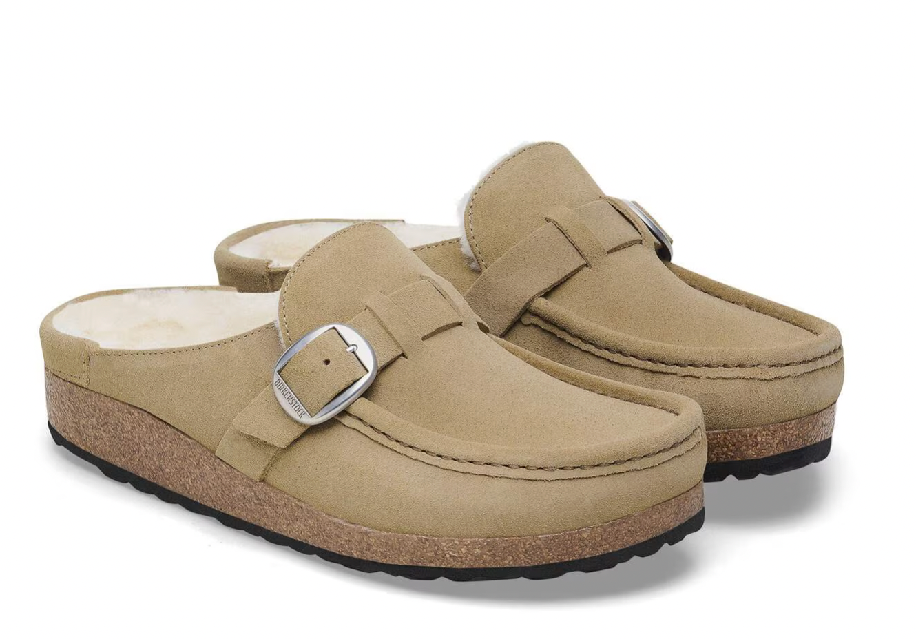 Birkenstock W Buckley Shearling Suede Leather TAUPE - NARROW