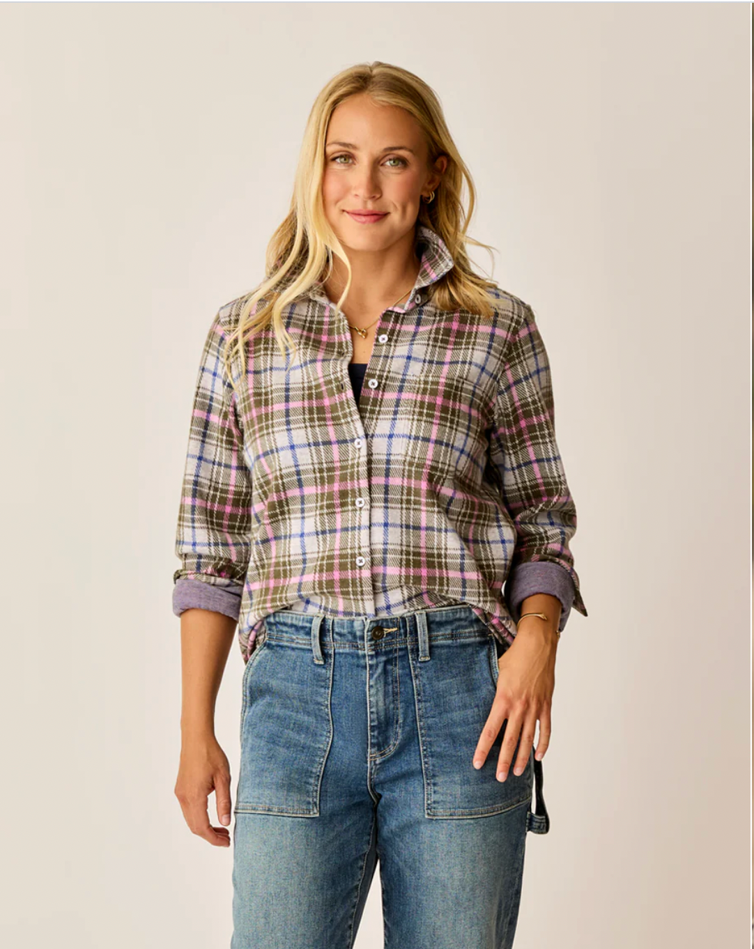 Carve Designs W Fairbanks Supersoft Shirt FIR PLAID
