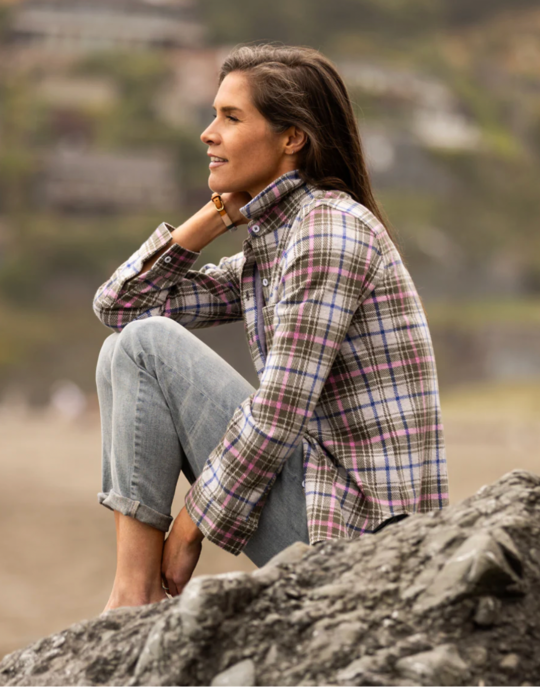 Carve Designs W Fairbanks Supersoft Shirt FIR PLAID