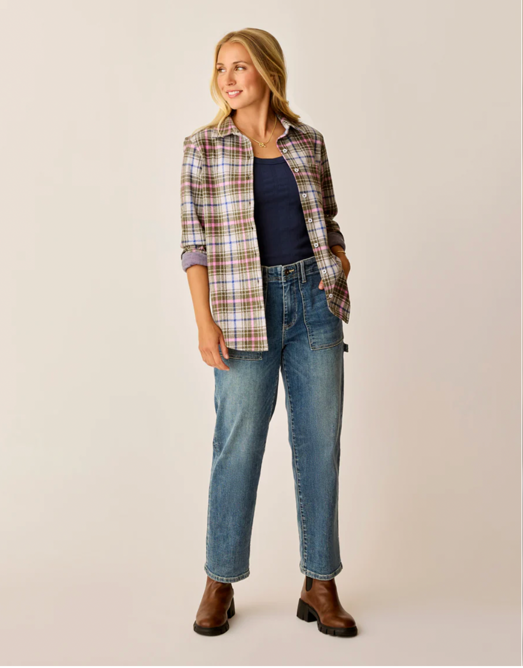 Carve Designs W Fairbanks Supersoft Shirt FIR PLAID