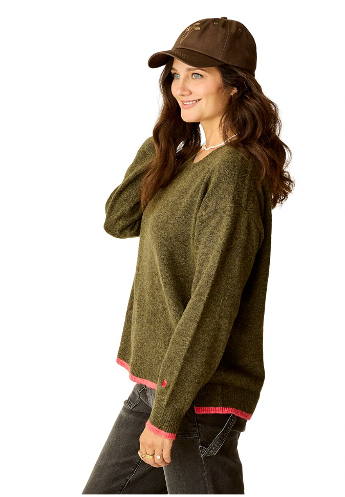 Carve Designs W Drue Fuzzy Sweater FIR / POINSETTIA