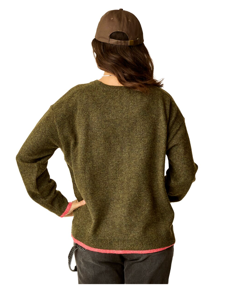 Carve Designs W Drue Fuzzy Sweater FIR / POINSETTIA