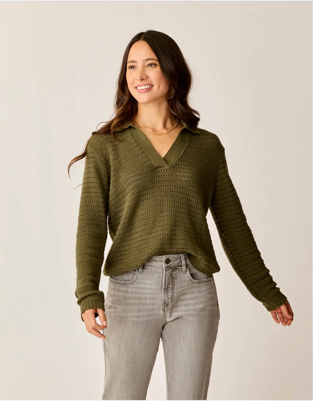Carve Designs W Morgan Polo Sweater FIR