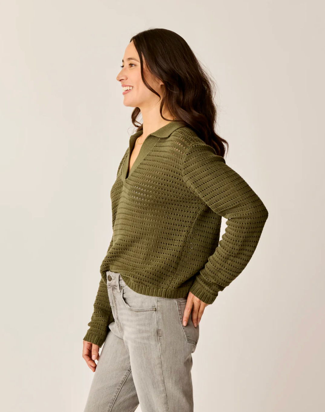 Carve Designs W Morgan Polo Sweater FIR