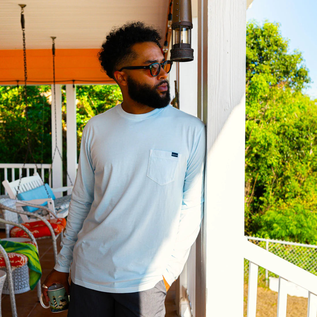 Fish Hippie M LS Balao Tee CRYSTAL BLUE