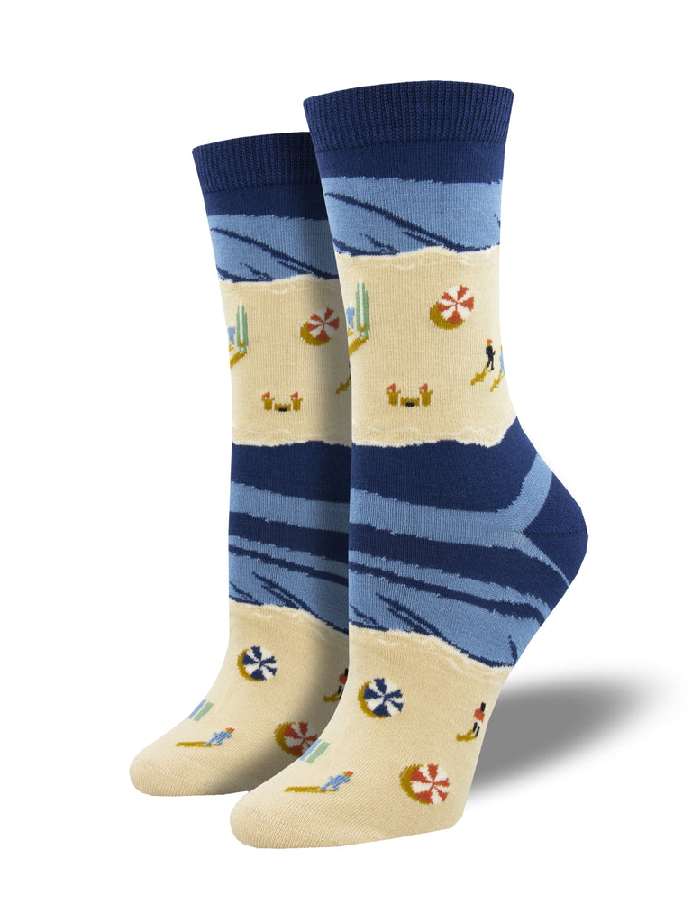 Socksmith W Bamboo Crew Sunny Beaches NAVY