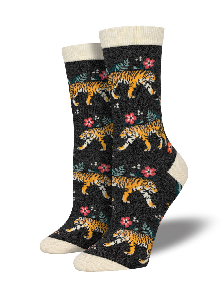 Socksmith W Bamboo Tiger Floral BLACK