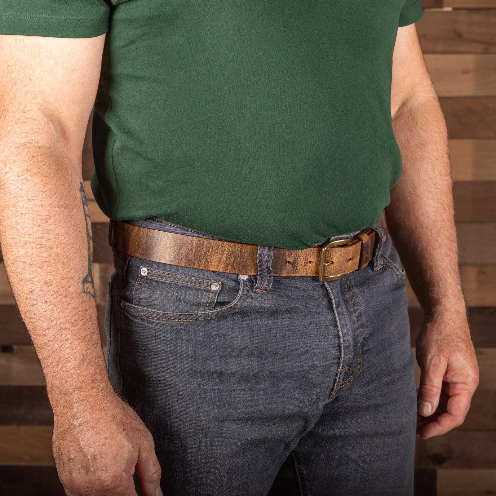 Belted Cow Folklore Distressed Leather Belt BROWN