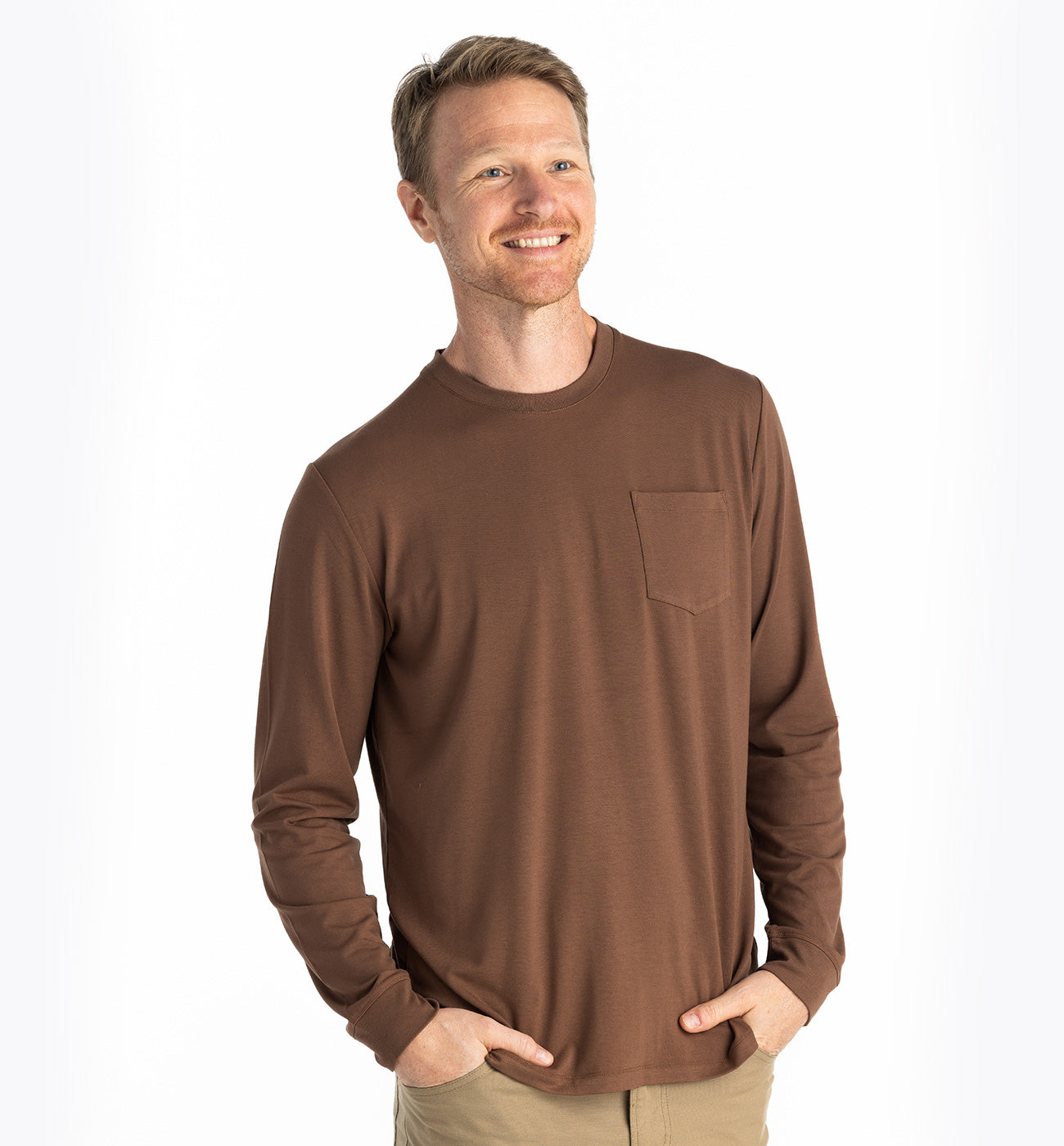 Free Fly Men's Bamboo Shade Long Sleeve Heather Slate Blue / S