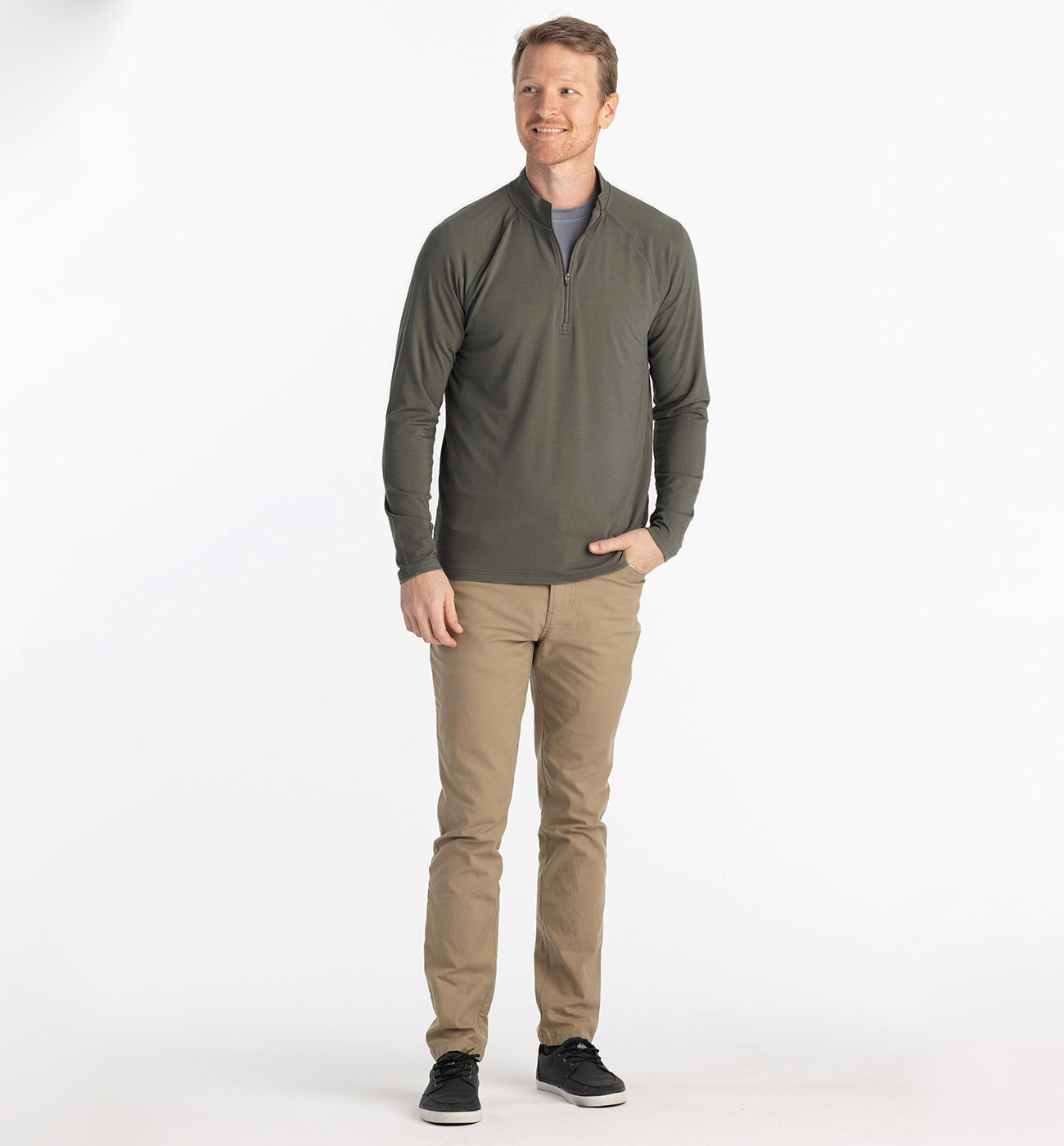 Free Fly M Bamboo Flex 1/4 Zip FATIGUE