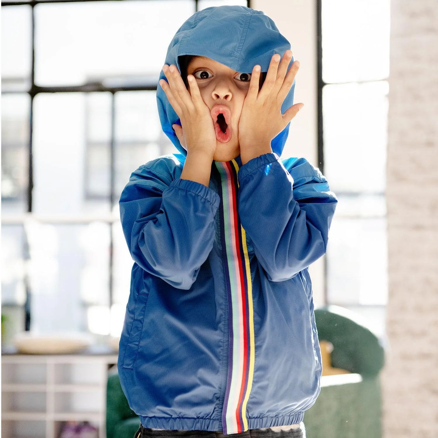 Magnetic Me Nylon Windbreaker BLUE COLORBLOCK