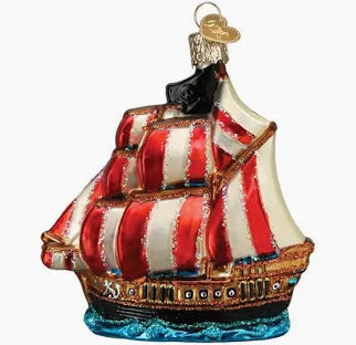 Old World Christmas Ornament PIRATE SHIP