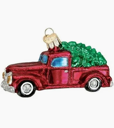 Old World Christmas Ornament OLD TRUCK WITH TREE
