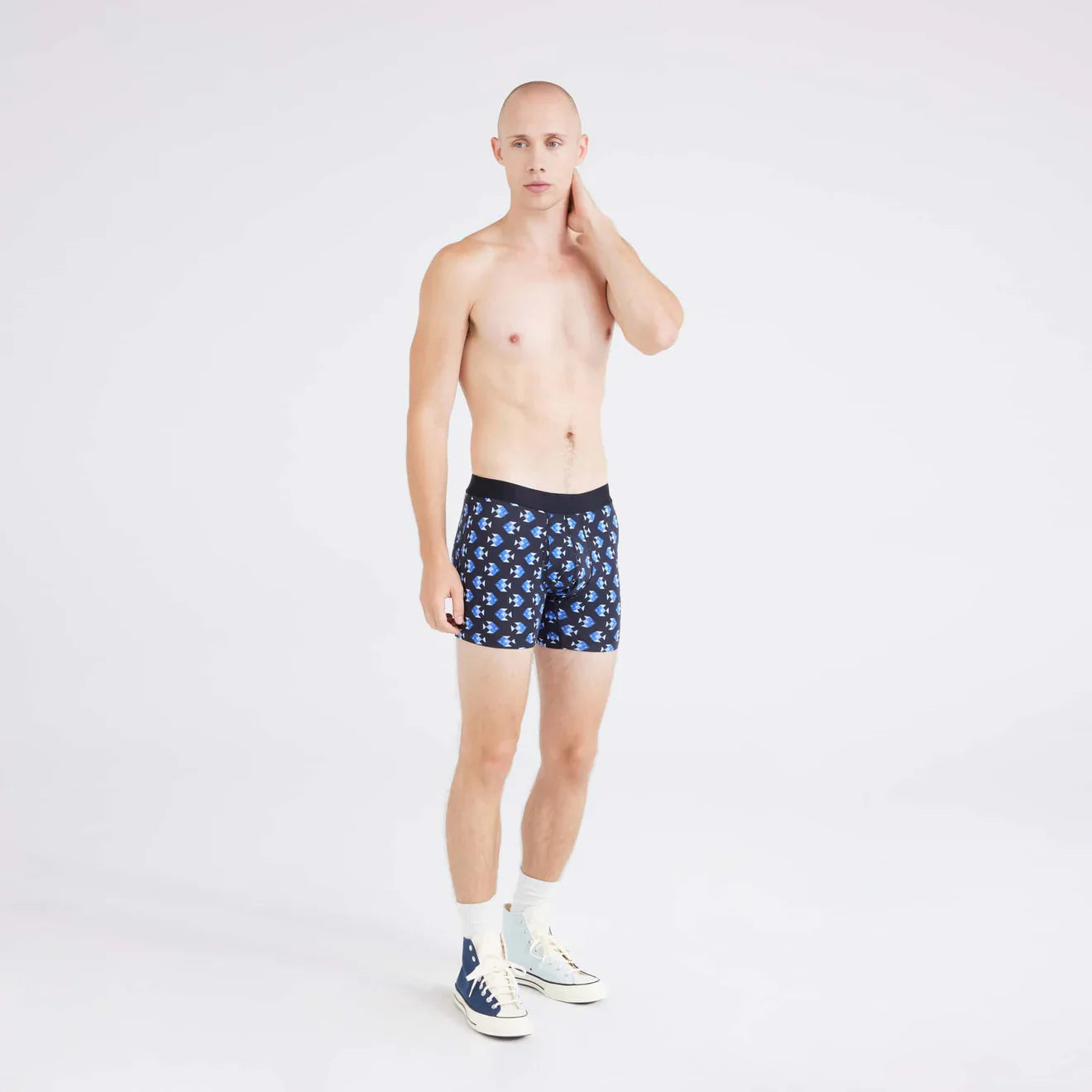 SAXX M DropTemp Boxer Cooling Mesh AQUATIC CHECK BLACK