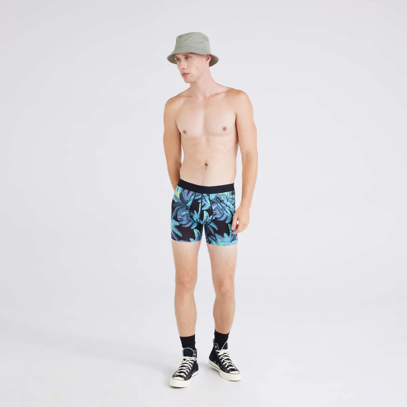 SAXX M DropTemp Cooling Cotton Boxer TROPICAL JUNGLE BLUE