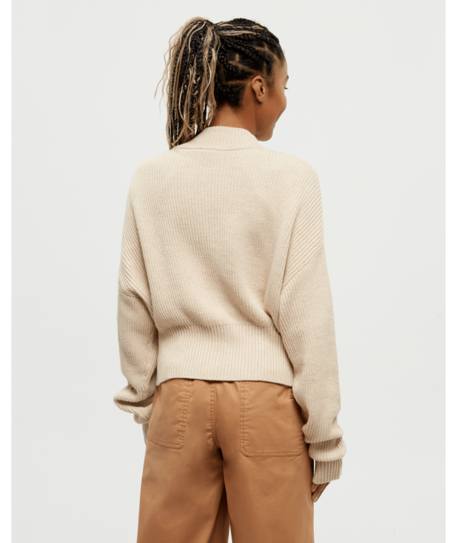 tentree W Highline 1/4 Zip Mock Neck WARM OAK