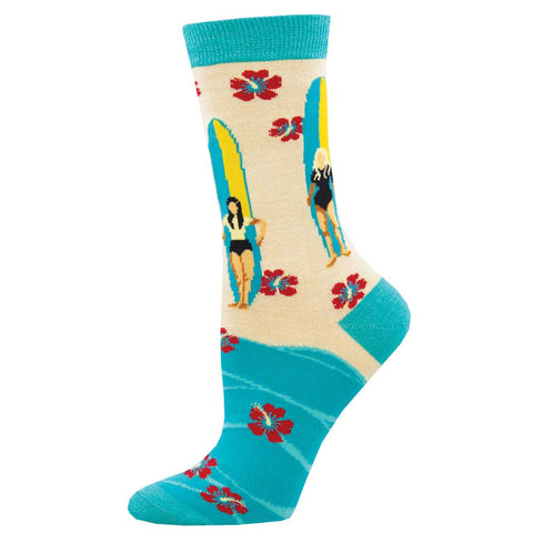 Socksmith W Bamboo Crew Surfer Girls IVORY