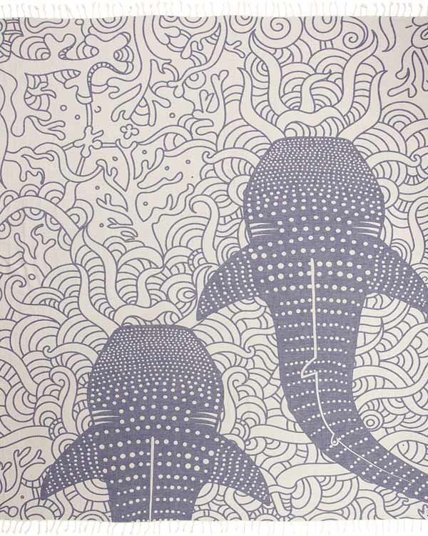 Sand Cloud Beach Towel Blue Whale Shark XL BLUE