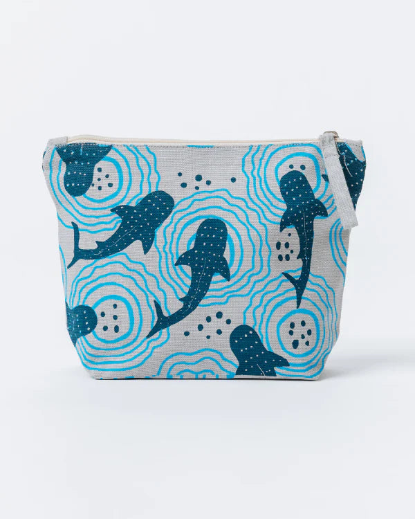 Sand Cloud Shark Ripples Zippered Pouch GREY