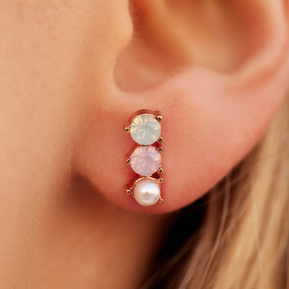 Pura Vida 3 Stone Drop Stud Earrings ROSE GOLD