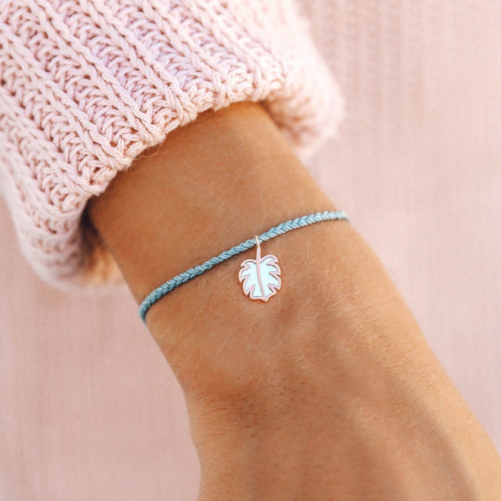 Pura Vida Rose Gold Mother of Pearl Monstera Bracelet SMOKE