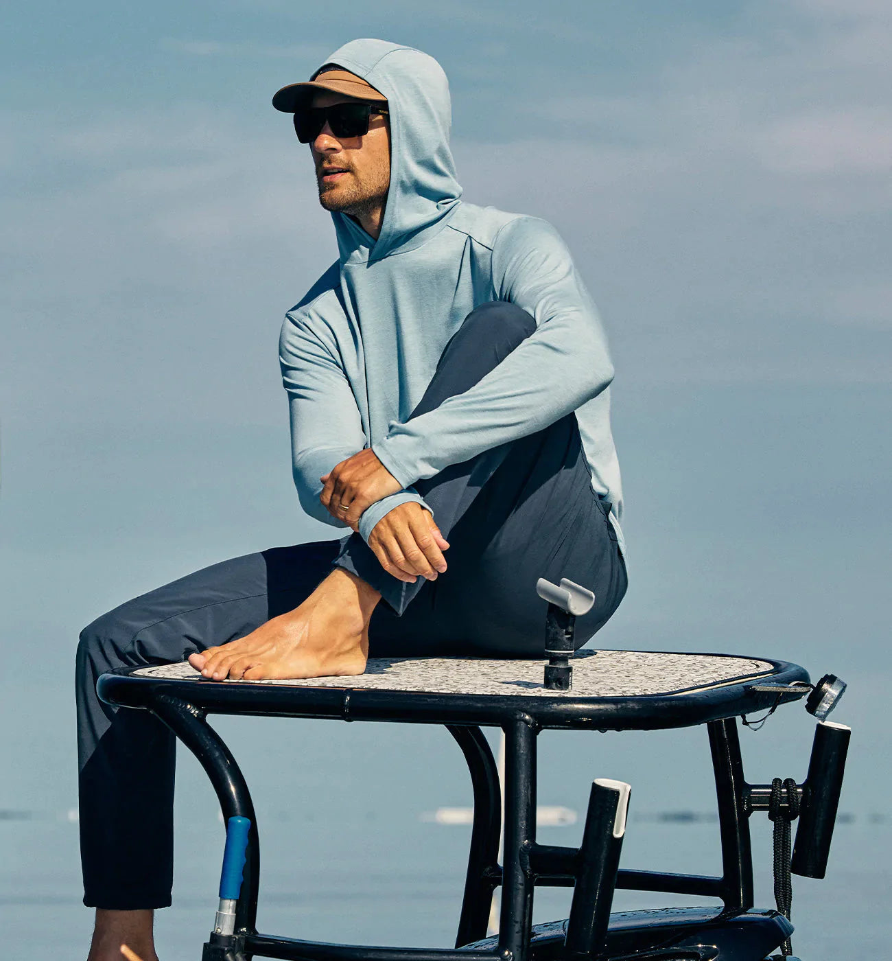 Free Fly M Bamboo Shade Hoody HEATHER SLATE BLUE