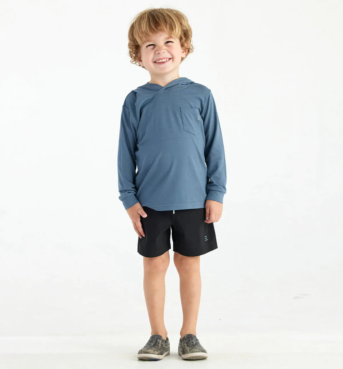 Sweat à capuche en bambou pour tout-petit Free Fly, couleur bleu ardoise.