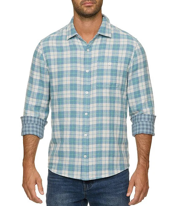 Flag & Anthem M LS Liburn Shirt BLUE/WHITE/MINT