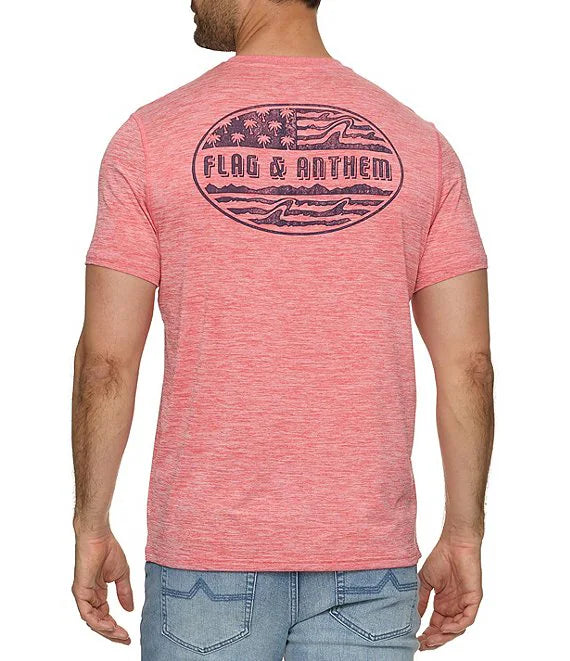 Flag & Anthem M SS Palm Flag Performance Tee BRIGHT RED