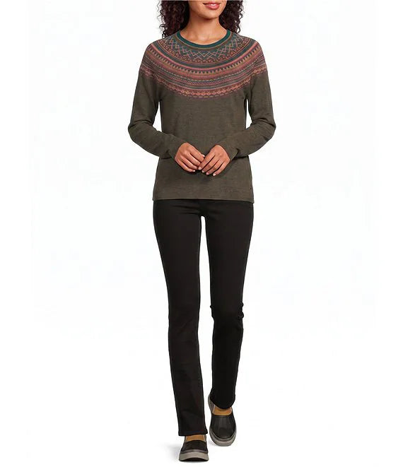 Royal Robbins W Westlands Fairisle Crew Sweater EVERGLADE