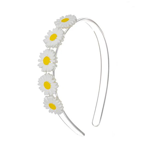 Lilies & Roses Daisies Headband WHITE