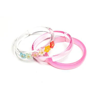 Lilies & Roses Pearl Color Flowers Bangle PINK